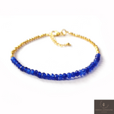 925 Blue Sapphire Gemstone Bracelet, Adjustable Boho Bracelet, Natural Sapphire Gemstone Jewelry, September Birthstone, Christmas Gift Idea